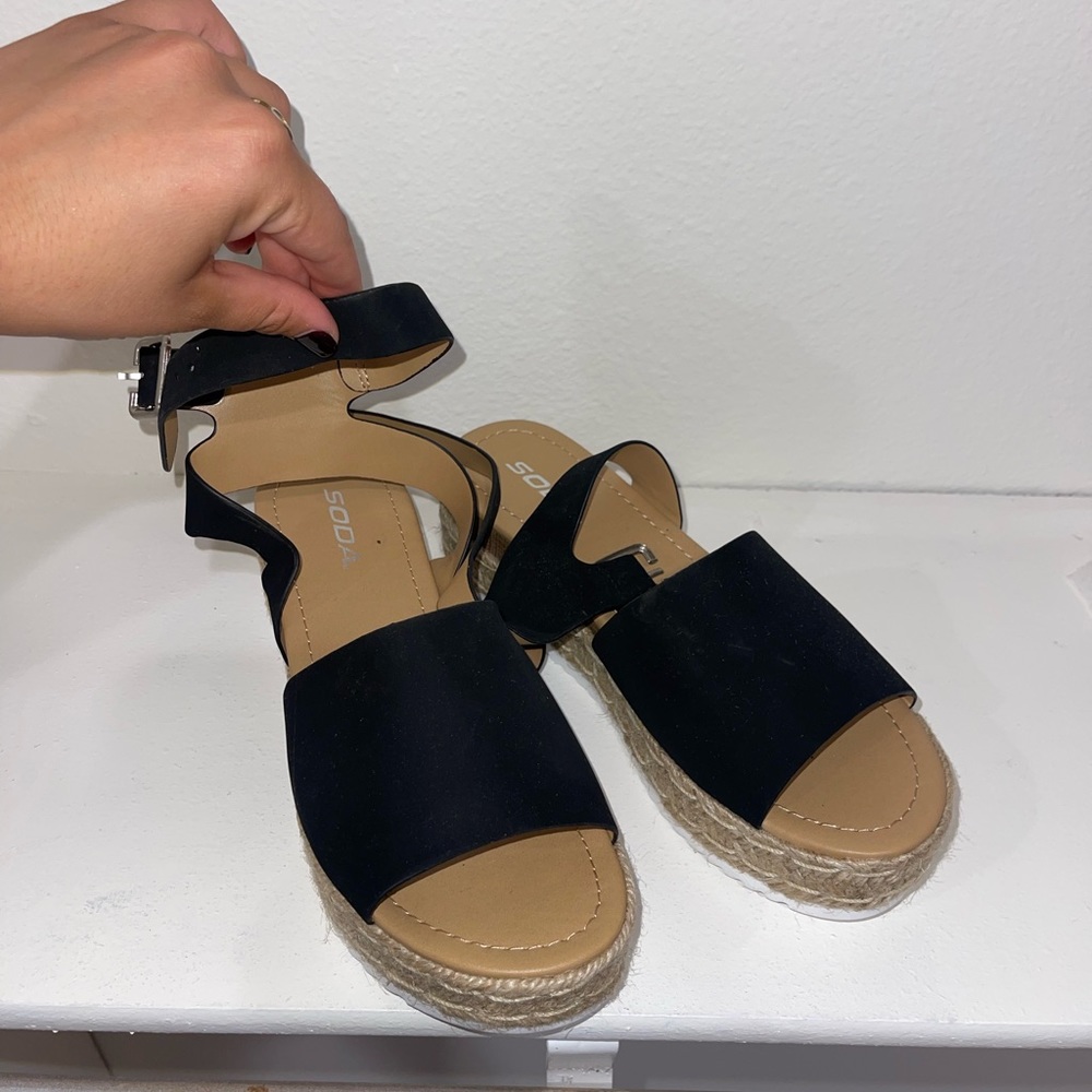 SODA Black Espadrille Sandals